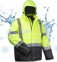instrumentant 100% Sacouri de siguranță impermeabile pentru bărbați, Hi Vis Sacouri de lucru reflectorizante, haine de ploaie de construcție pentru vreme rece
