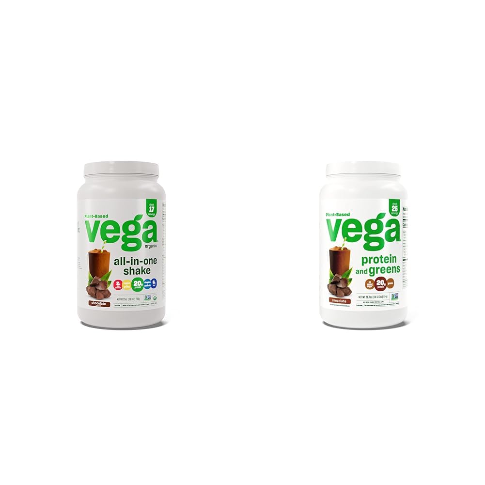 Vega Organic All-in-One Pudra de proteine din Vegan, Ciocolata si Proteina si Verdes Pulbere de proteine, Ciocolata