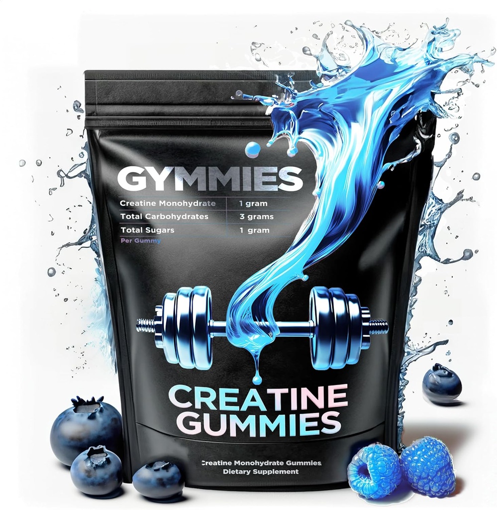 Creatine Monohidrat Gumries - Creşterea musculară, performanţă, rezistenţă - 5 Gram Creatină per Serving - Vegan, Non-GMO, Gluten-Free, Made in USA - 90ct (90 Conte, Sour Blue Raspberry)