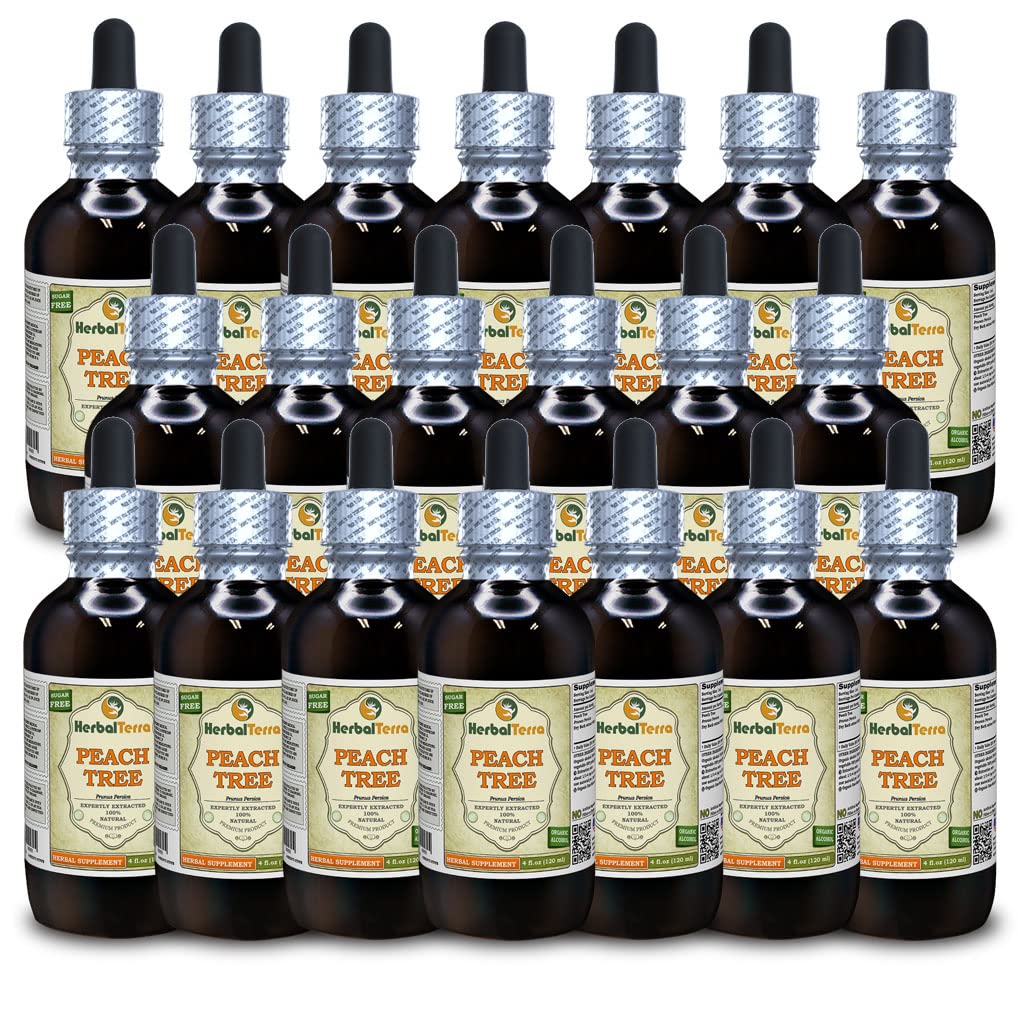Peach Tree (Prunus Persica) Tinctură, extract lichid de bark uscat (Brand Name: HerbalTerra, Proudly Made in USA) 20x4 fl.oz (20x120 ml)