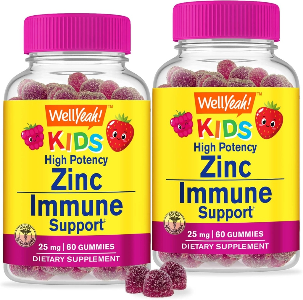 Ei bine, da Zinc pentru copii 25mg Gummie - Sistem imunitar și suport antioxidant - Sanatate pielii, Putere maximă de zinc pentru copii Suplimentul de zinc Gummy - GM-Free, Vegan - 60 Gume (2)