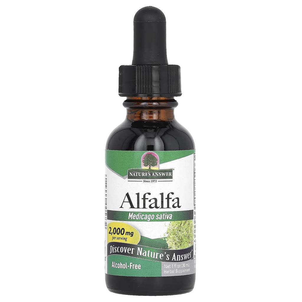 Răspunsul naturii fără alcool Alfalfa Herb Extract, 1-Fluid Ounce sprijină sistemul imunitar, sânge, digestia, nivelurile de energie - ajută cu detoxifiere
