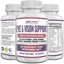 Lutein & Zeaxanthin Eye Health Supplements for Adulți, Natural Eye & Vision Formula w/Vitamina A, Lutein, Zeaxantină, Extract de bilberry, Eyebright & Licopen pentru Retina & Lens 60 Caps