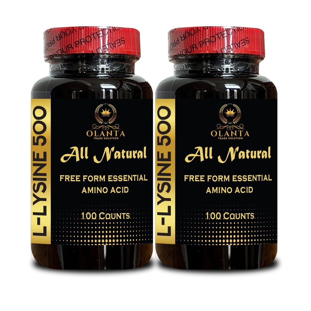 L-LYSINE Amino Acid Suplimente - Lysine Supplement Suporturi Sanatos Lip si tesutul oral, Amino Acid Lysine clorhidrat, Azot Balanta - 2 Sticle 200 Counts