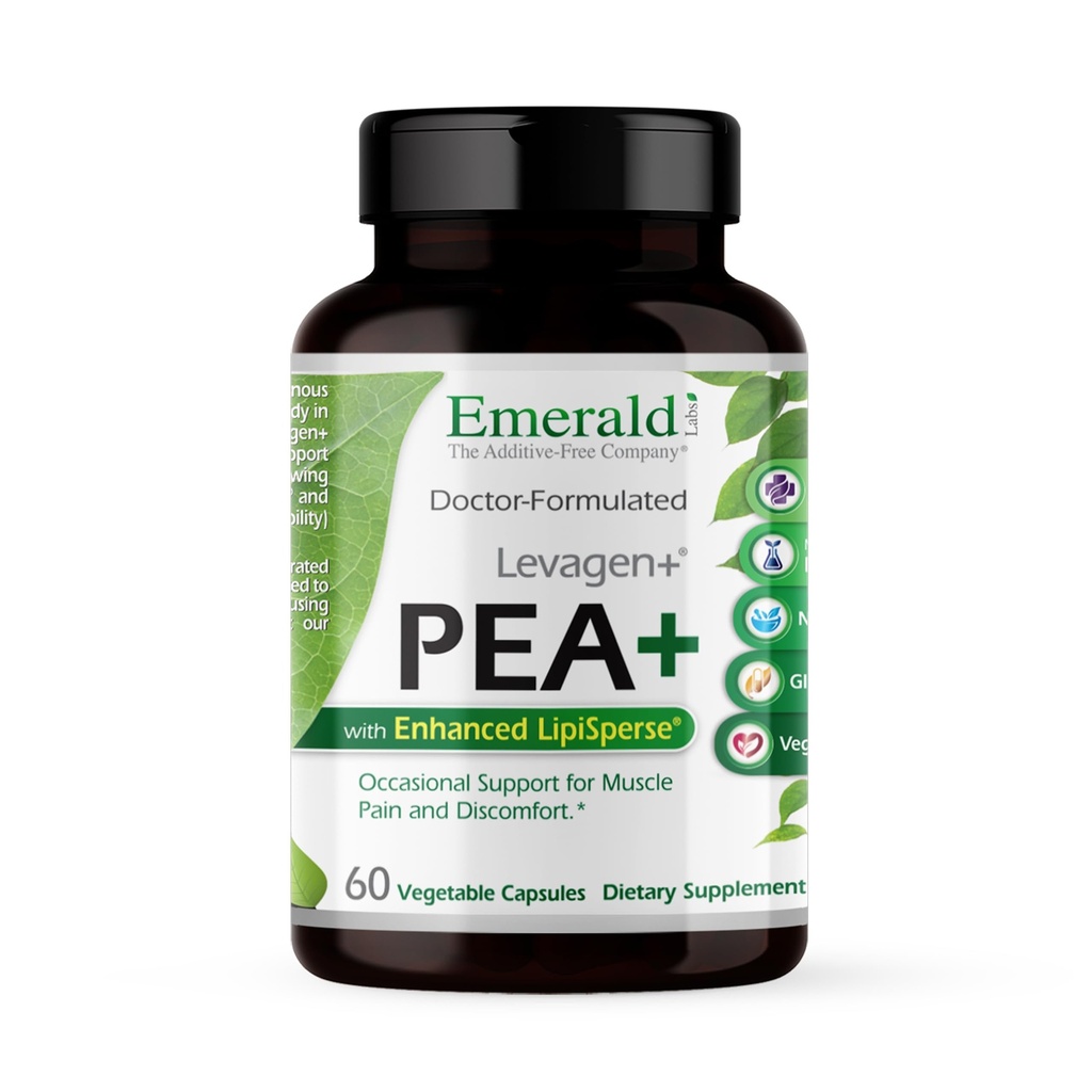 Emerald Laboratories Pea+ cu Levagen+ - Suport Joint & Muscle Health cu Meriva Curcumin, OptiMSM & Levagen+ Pea* - Non-GMO, Vegan, Gluten-Free - 60 Capsule vegetale