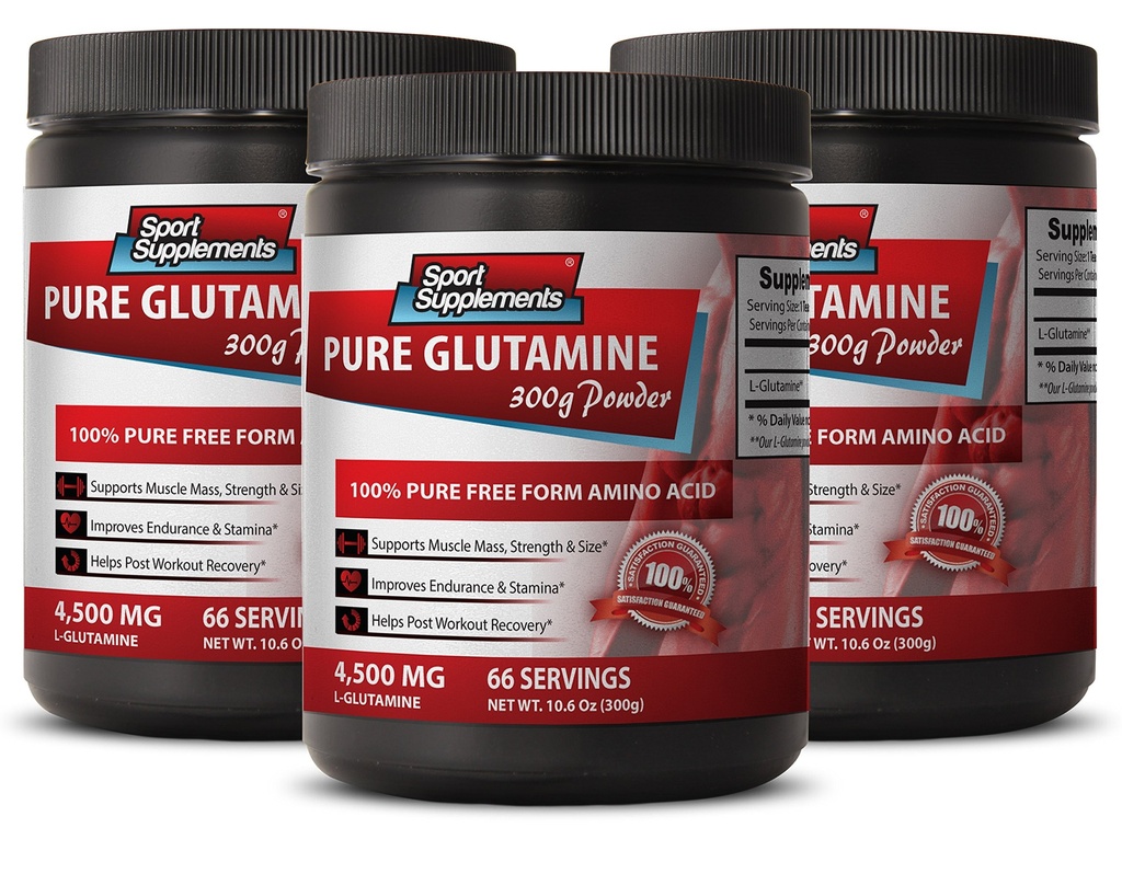 Brain and Memory Booster - Pure GLUTAMINE Powder 4.500MG - Immune Supplement, glutamine Powder Supplements, Energy Booster Supplements, l glutamina pre Workout, l glutamina Post Workout 3 Sticla (900g)