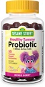 Webber Naturals Sesame Street Sanatos Tummy Probiotice pentru copii, 1 Miliarde de celule active pe Gummy, 50 Gummies, pentru sanatate digestiva, Gratuit de gluten, lactate, arahide si gelatina, Vegan