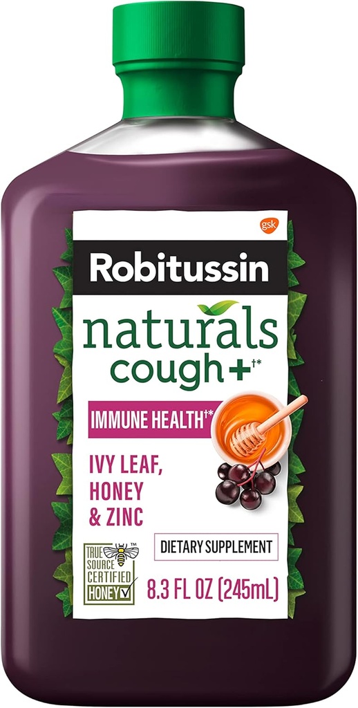 Robitussin Naturale Tuse Plus Immune Health Supliment alimentar pentru ajutor ocazional tuse și suport imunitar - 8.3 Oz
