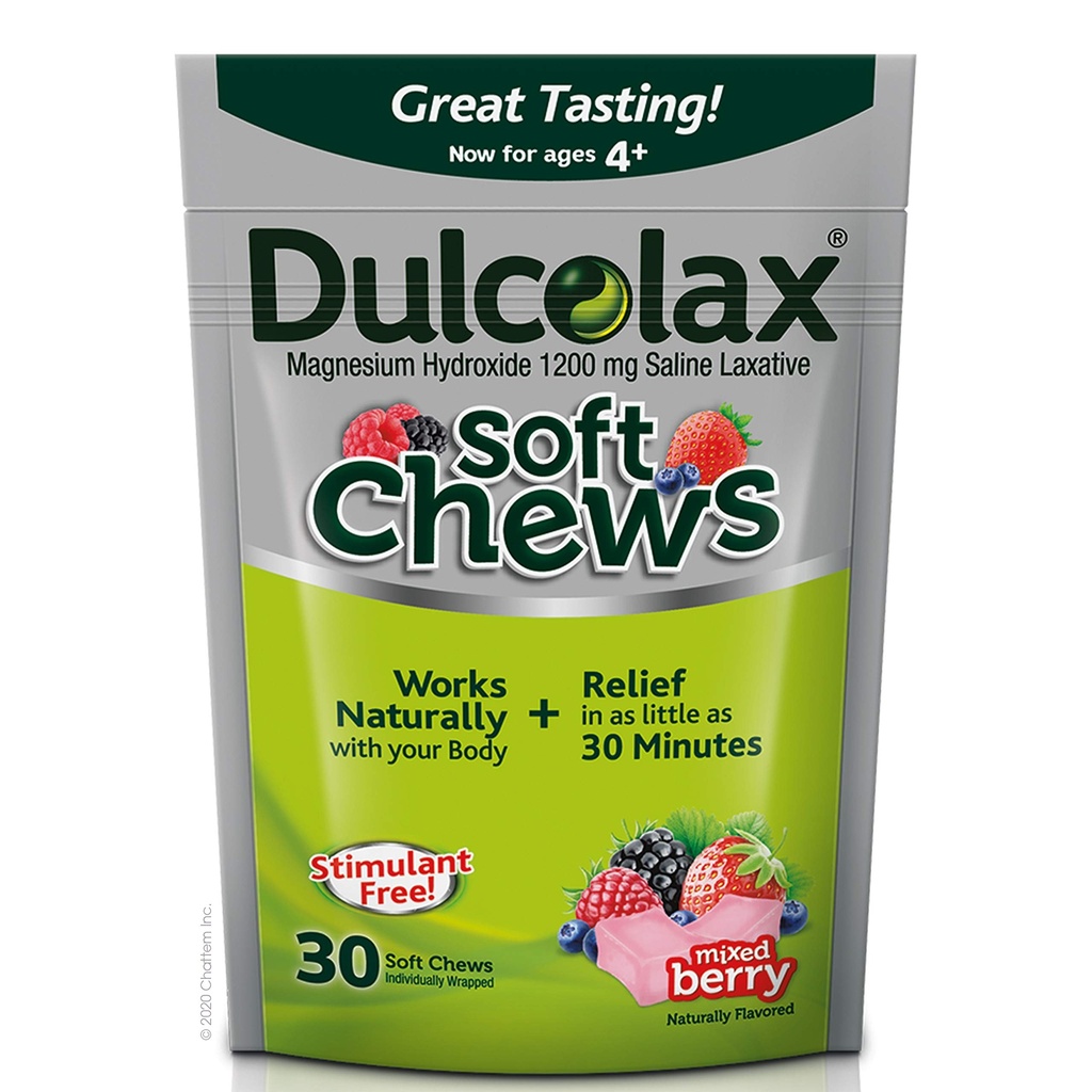 Dulcolax Soft Chews Saline Laxative Mixed Berry (60ct & 30ct) 1200mg Magneziu Hydroxide Gentle Constipation Relief