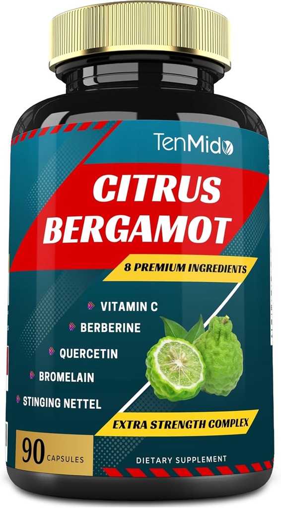 Capsule Citrus Bergamot Extract cu vitaminaC, Berberine, Querbetin, Bromelain, Echinacea, Pepper Negru - 3 luni de aprovizionare, 90 de capsule