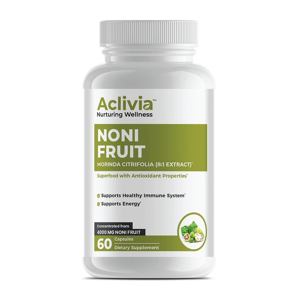 Capsule organice Hawaiian Noni Fruit 4000 mg - Morinda Citrifolia Supliment - Non-GMO, Gluten-Free, Statele Unite ale Americii Made, Fără aditivi artificiali (60 Conte)