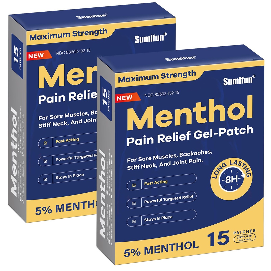Sumifun 5% Mentol Pain Relief Patches - 30 Count Pain Patch-uri pentru gât,Shoulder, Elbow, Knee & Back Pain Relief - jos Back Pain Relief Produse - Menthol Putere maximă Pain Relief Patches