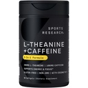 Sports Research L-Theanine Supliment cu Cafeina si nuca de cocos Ulei MCT - energie focalizată, Alertă și relaxare fără somnolență - 200mg L Theanine, 100mg Cafeina organică - 60 Softgels lichid