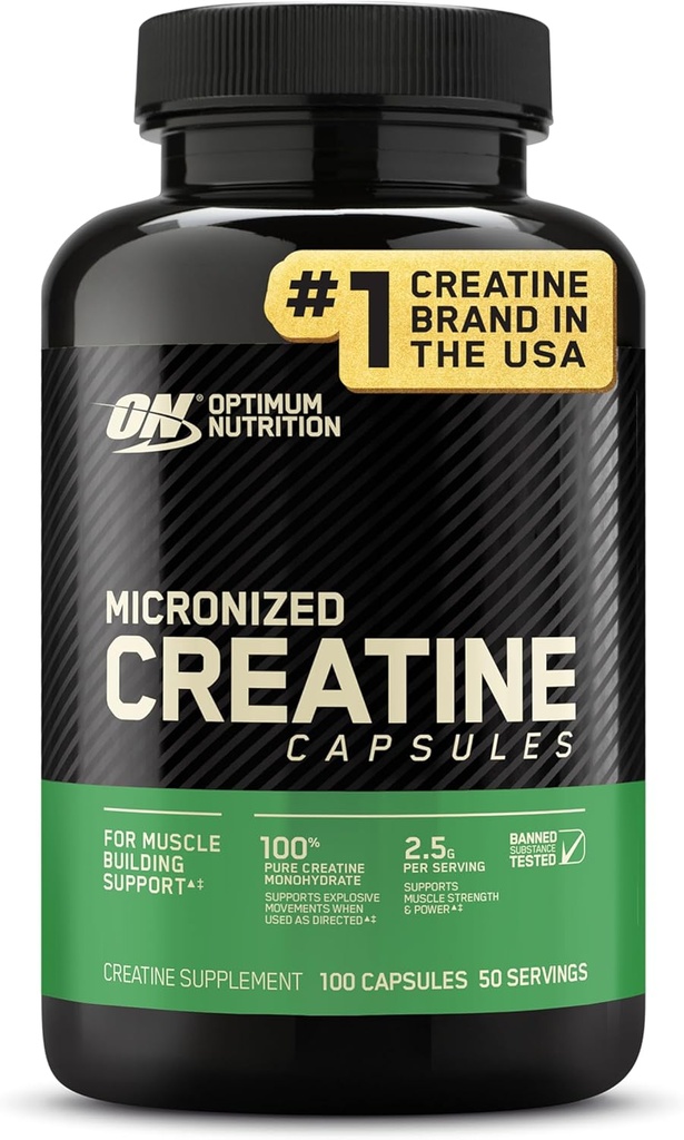 Optimum Nutriţie Capsule Micronizate Creatină Monohidrate, Keto Friendly, 2500 mg, 100 Capsule