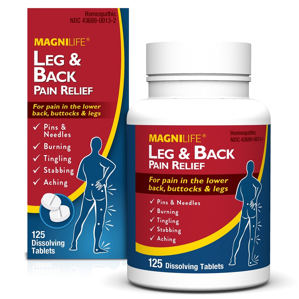MagniLife Leg & Back Pain Relief, Rapid-Actioning Pain Relief, Firest Soothe Burning, Tingling and Stabbing Pains, Simptomic sau Preventiv, 125 Quick-Dissolve Tablets