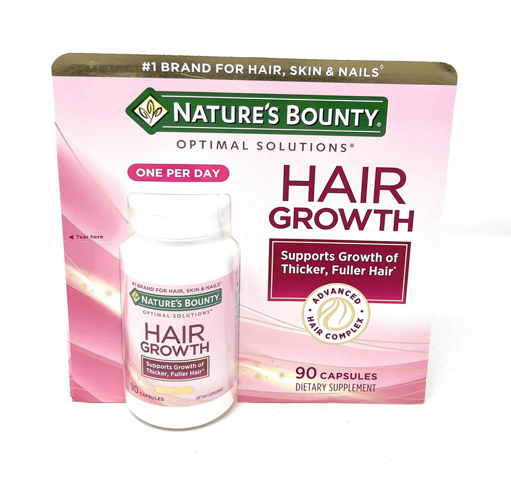 Suplimentul de crestere a parului bounty naturii, 1 pe zi, demonstrat clinic pentru a sprijini mai gros, parul mai plin, cu Biotin, Silicon & Arginina, 90 capsule