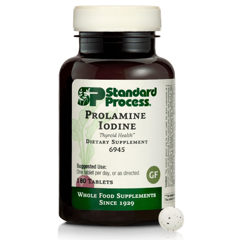 Proces standard Prolamine Iodine Tiroidar Health Supliment alimentar - Vegan, Gluten-Free, non-Dairy, & Non-Soy - Suport endocrin esenţial - 180 comprimate