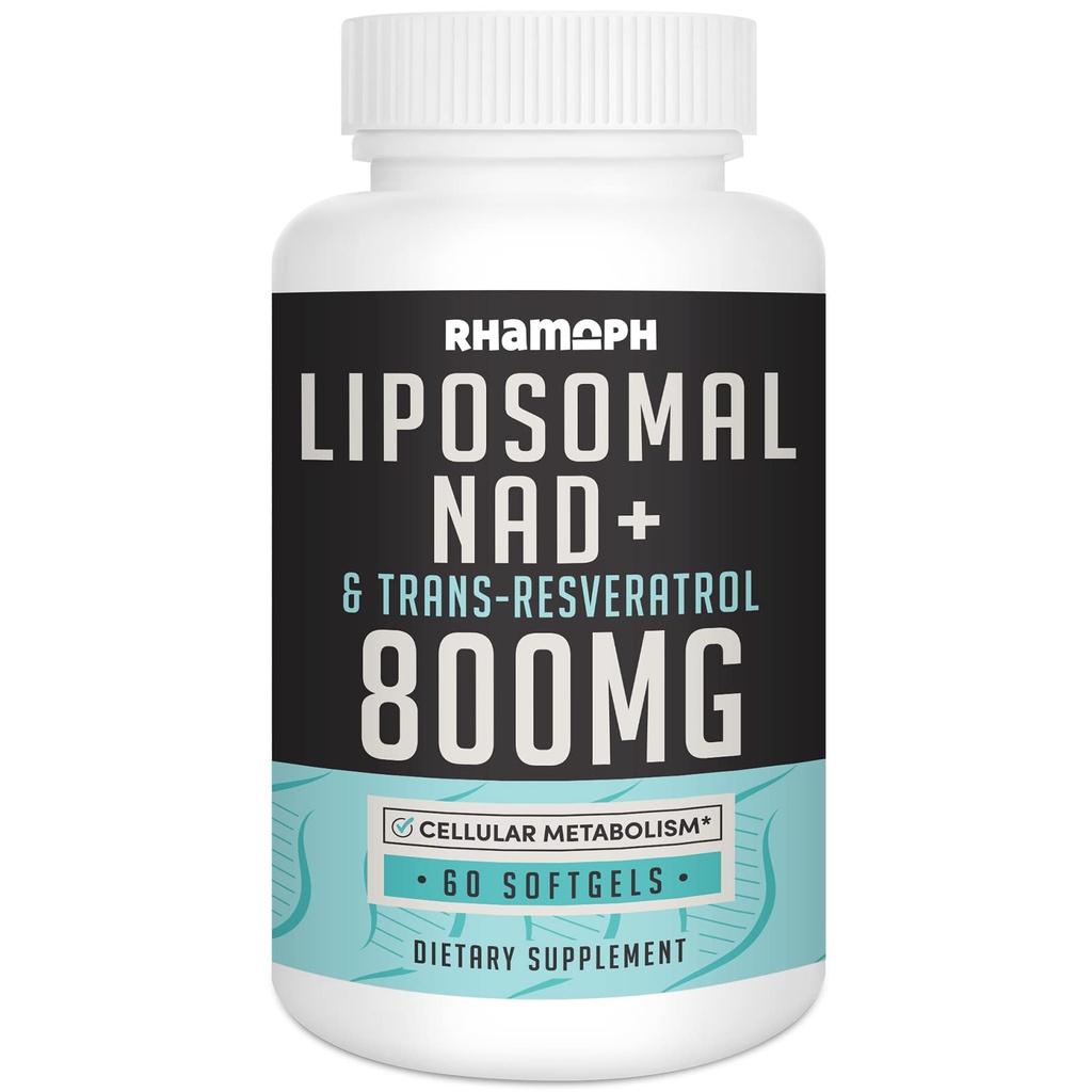 NAD lipozomal + 800 mg cu trans-resveratrol 300 mg, absorbţie maximă, NAD actual + Booting Supliment pentru imbatranire sanatoasa, energie celulara, repararea ADN-ului, Longevity - 60 Softgels