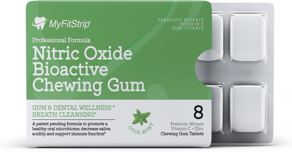 Oxid de azot prebiotic Gumă de mestecat cu vitamina C, zinc, Xyitol, și Anthocianin PRO, o formulă prebiotică pentru un Microbiom oral sănătos - zahăr gratuit 8 bomboane mentolate