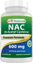 Cele mai bune Naturale NAC - N Acetil Cysteine 600 mg 120 capsule - n Acetil cisteină - antioxidant puternic
