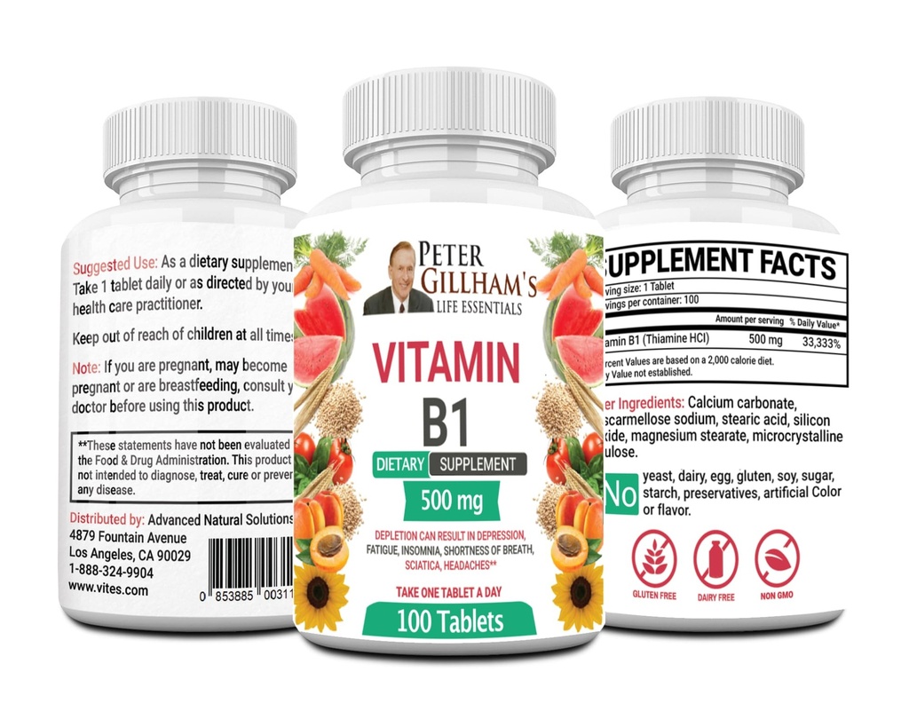 Alegerea lui Peter B1 tablete Supliment alimentar (B1 500 mg, 100 comprimate)