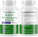120 Count NAD Plus Supliment, Liposomal Nicotinamidă Ribozide Capsule 900MG cu Resveratrol & Querbetin, Nicotinamidă de înaltă puritate pentru anti-îmbătrânire, Genegenerare celulară/Energie/Imune Booster