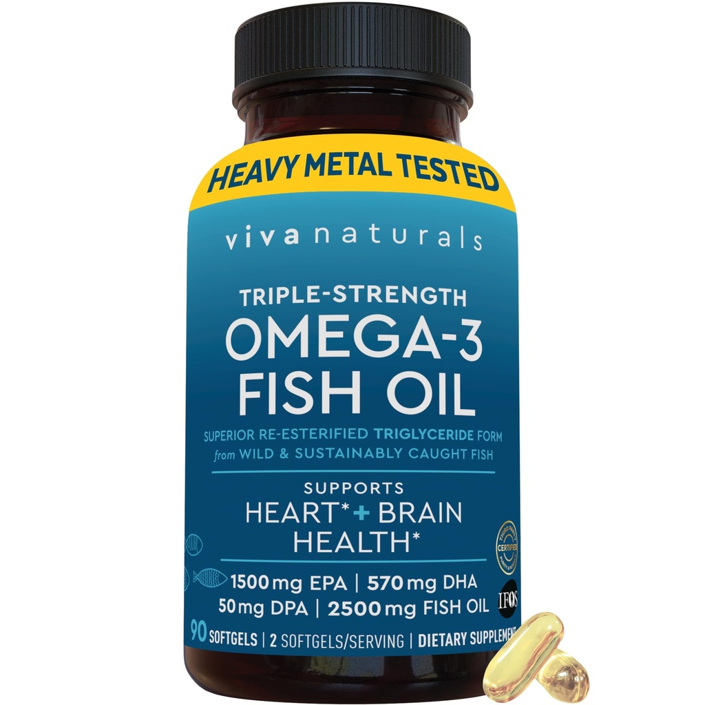 Viva Naturals Triple Putere Omega 3 Pastile de ulei de pește 