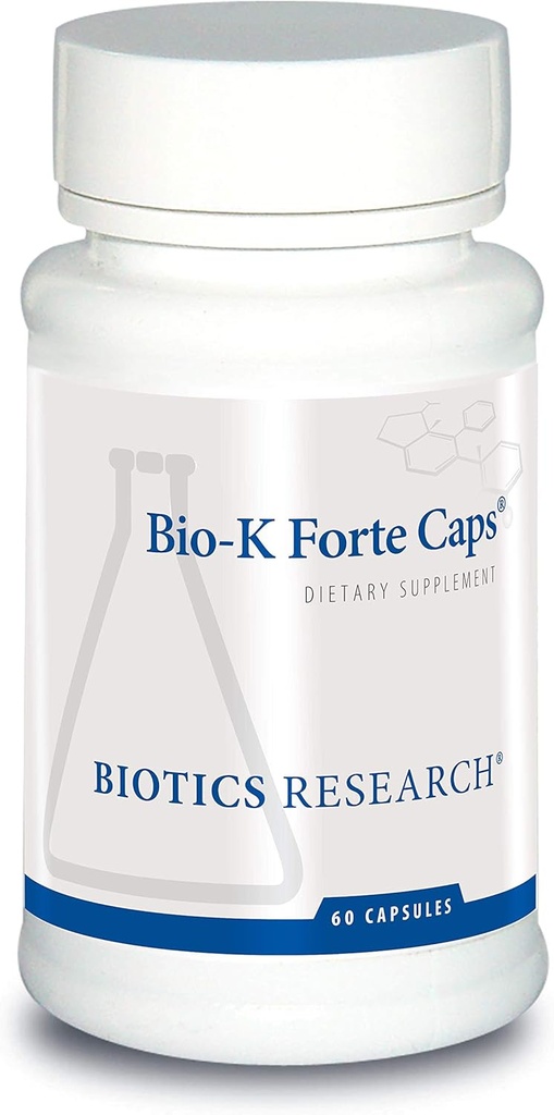 Biotics Research Bio K Forte Caps Vitamina K ca menachinonă 7, fitonadionă, Combinație cu K1 & MK 7 într-un raport 1:10. Potenţă mare Vitamina K cu SOD şi Catalase 60 capsule