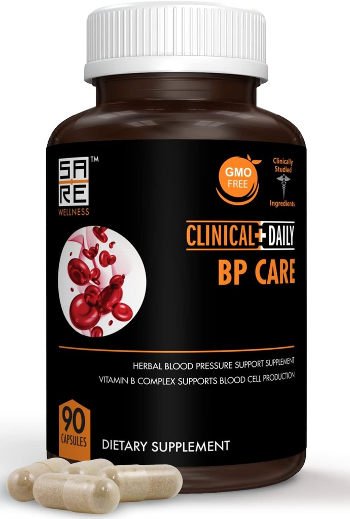 Ingrijirea clinica zilnica a BP - Suplimente non OMG. Hawthorne Berry BP Optimizer. Acid folic, Niacin, usturoi, Uva Ursi, Buchu, Hibiscus, Vitamine B6 B12, C. 90