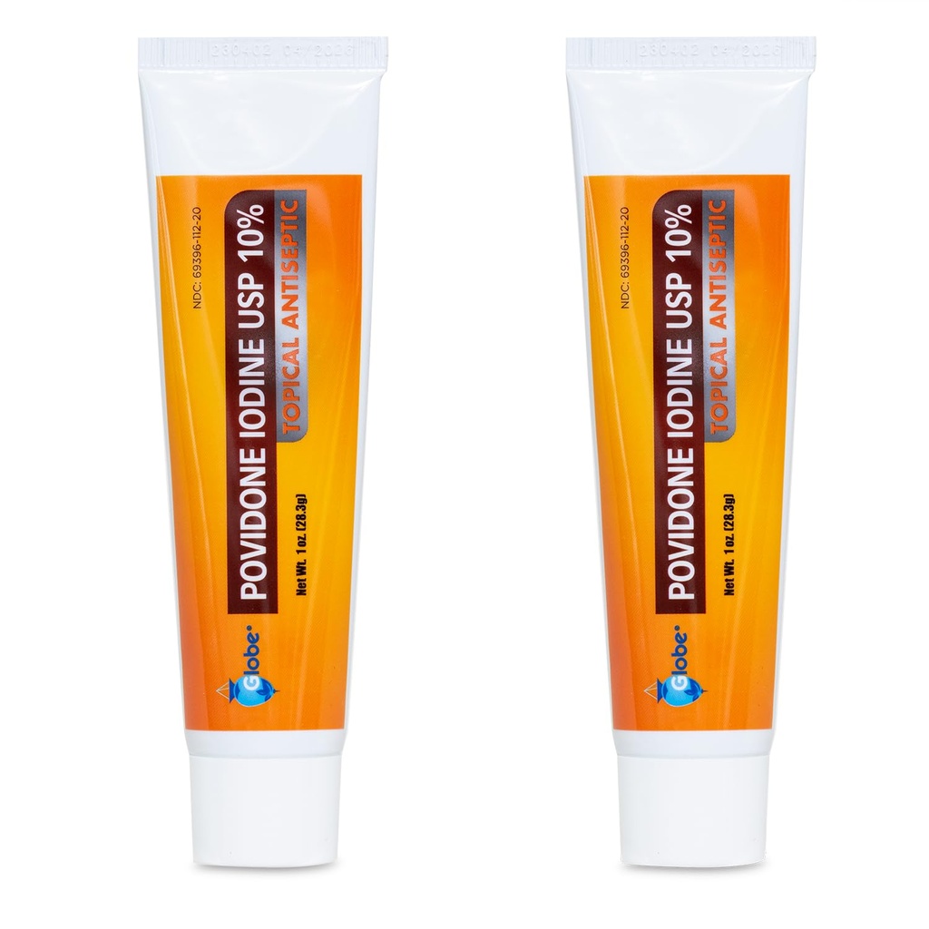 Globe (2 ambalaj) Povidonă Iod 10% Unguent 1 Oz de prim ajutor, pentru Cuts Scrapes Burns (compară cu Betadina)