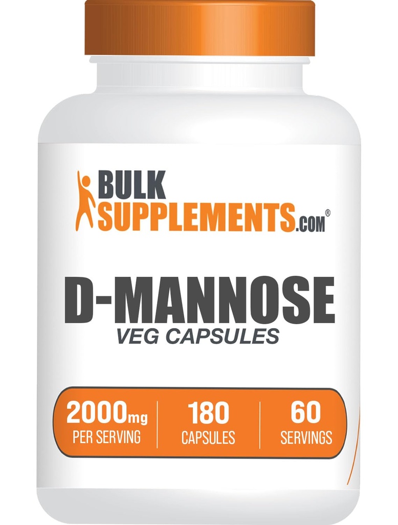 BulkSupplements.com D-Mannose Capsule - D-Mannose Supliment, pentru Suport Tract urinar - Vegan & Gluten Free, 3 capsule per Servire (2000mg), 180 Conte (Pachet de 1)