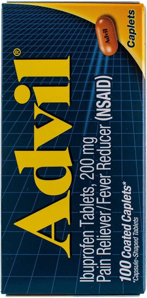 Advil Pain Relieiver/Fever Reductor 200mg Caplete - 100 Ct, ambalaj de 3