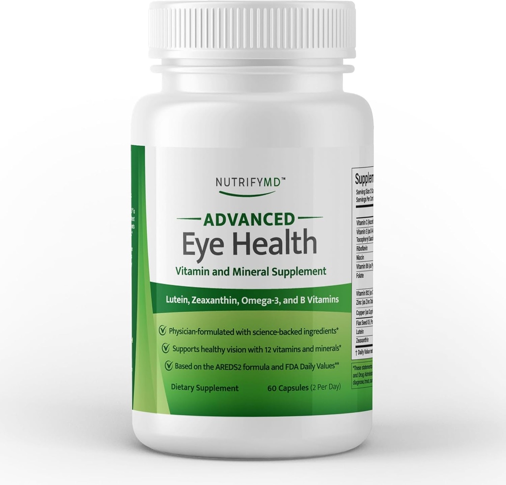 Sănătatea avansată a ochilor Vitamina şi Suplimentul mineral cu luteină, Zeaxantină, Omega-3 şi vitamina B - 60 capsule