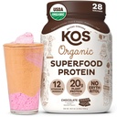 KOS Vegan praf de proteine Erythritol gratuit, Ciocolata - Organic Pea Proteine Blend, plante pe bază de Superfood bogat în vitamine și minerale - Keto, lactate gratuit - Înlocuirea mesei pentru femei și bărbați, 28 Serviri