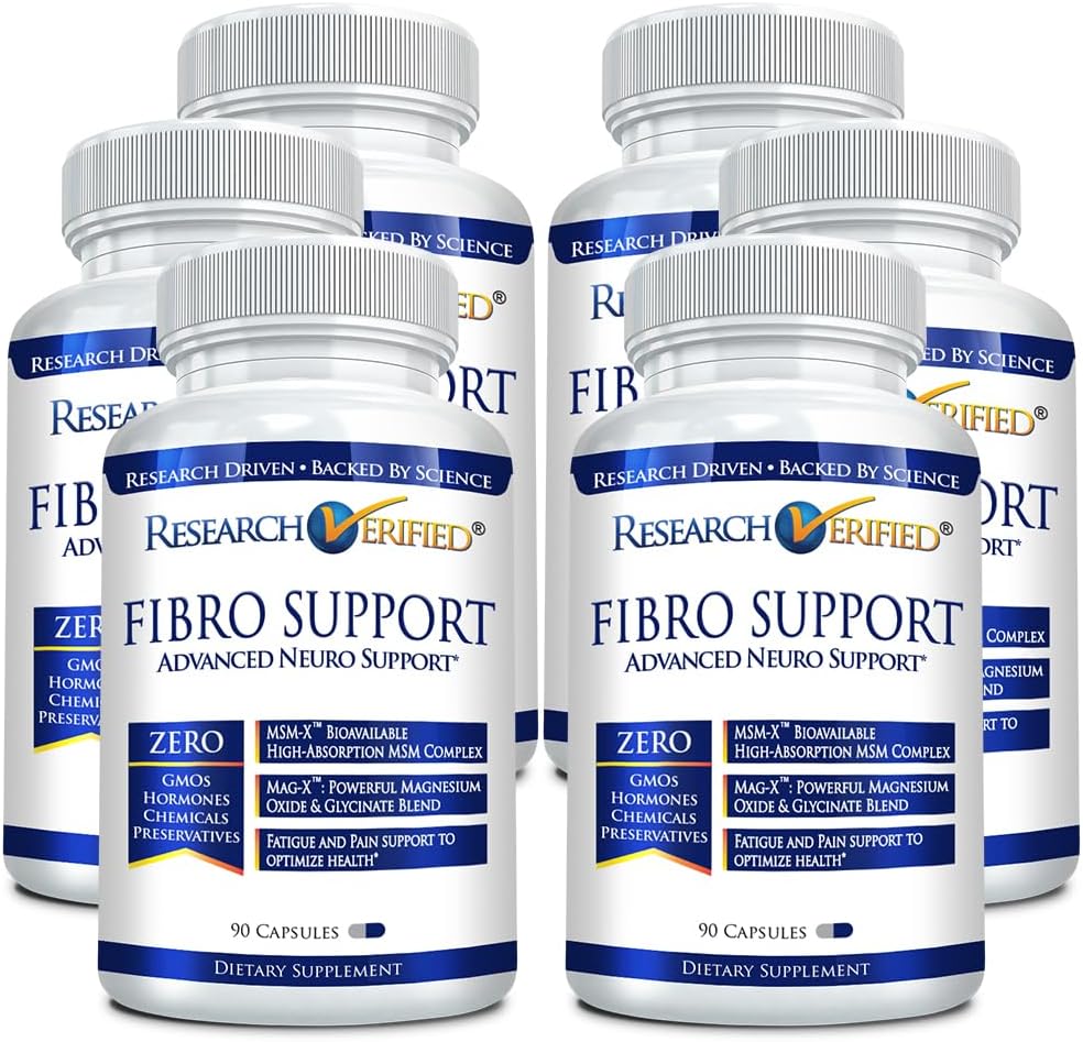 Cercetari Suport Fibro verificat - 540 capsule - MSM, Magneziu, Vitamina D3, BioPerina - 6 luni de aprovizionare - Vegan