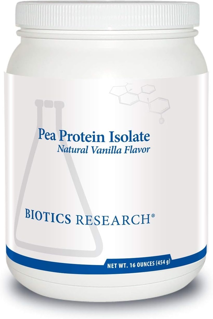 Biotice Cercetare Proteina Pea Izolat Vanilie Naturala Aroma, Se amesteca usor cu apa sau suc, Proteina Pea Premium, 21 grame Proteina curata per Servire 16 Onces