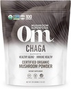 OM MUSHROOM SUPERFOOD Chaga Organic Mushroom Powder, 7.05 Ounce Pouch, 100 Servings, SUA crescut, Sacră Antioxidanți și suport imunitar, Superfood Mushroom Supliment