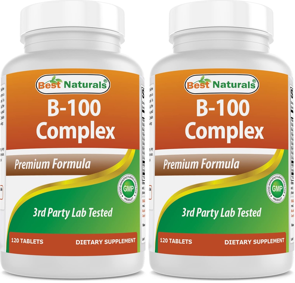 Cele mai bune naturale B 100 Complex 120 comprimate (B Complex Vitamine) (120 Conte (Pachet de 2))