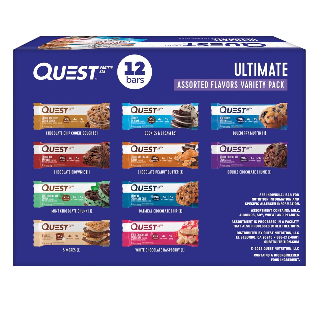 Quest Nutriție Ultimate Variety Pack Proteine Baruri, Proteină mare, Carb scăzut, Gluten gratuit, Keto Friendly, 12 Conte