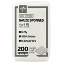 Medline 4 x 4 Burete de țigară de inch, țiglă nesterilă 8-plasată, 100% bumbac, Ideal pentru Rochie de rani, Îngrijire a rănilor, Utilizare generală de prim ajutor, Pachet de 200