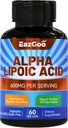 Alpha Lipoic Acid Supliment, Alpha Acid lipoic 600mg Per Serving, Vegan, Gluten gratuit, non-GMO ALA Supliment, 60 capsule vegetale