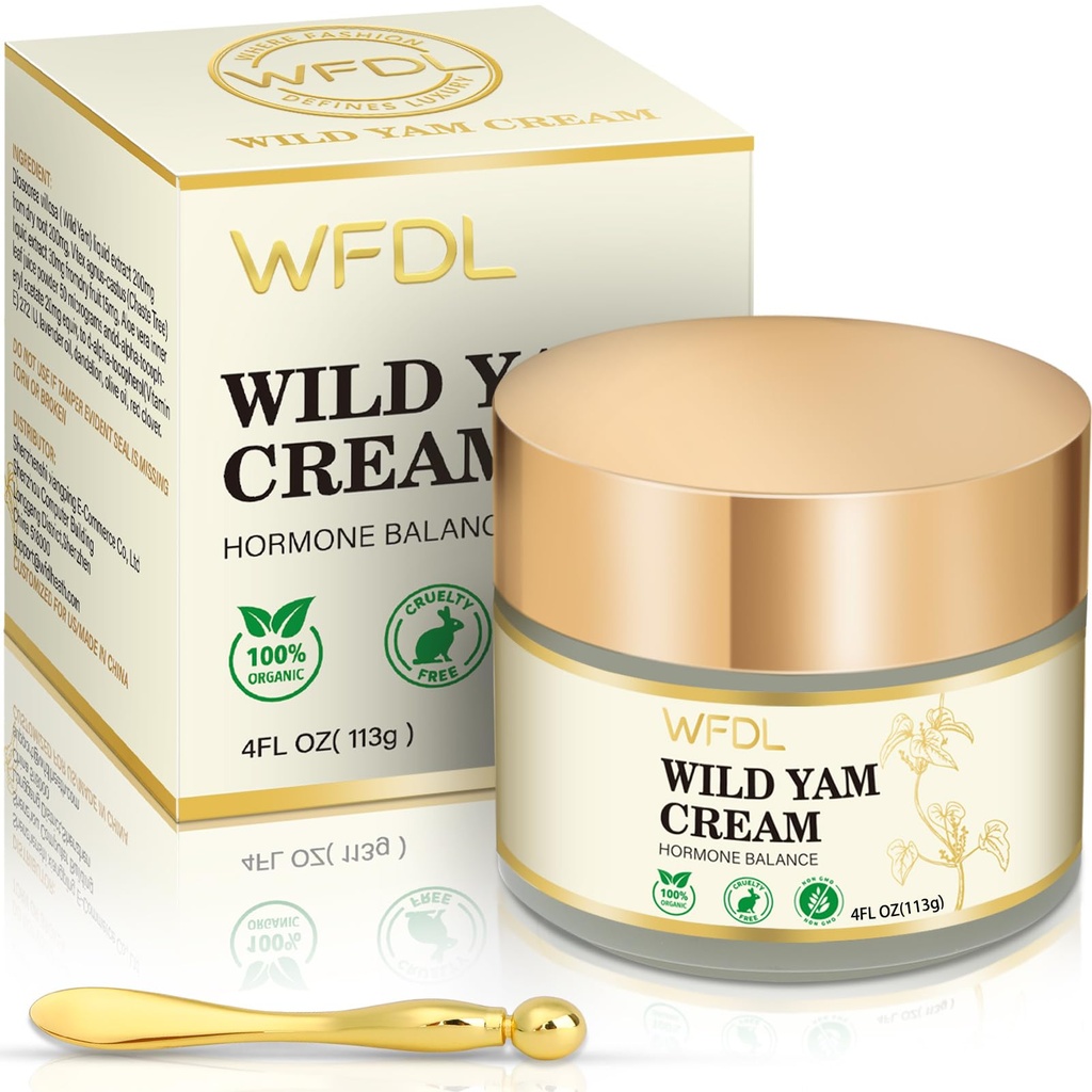 Crema organică de yam wild cu suliță roșie, cremă pentru femei, include aplicator (4 Ounce)