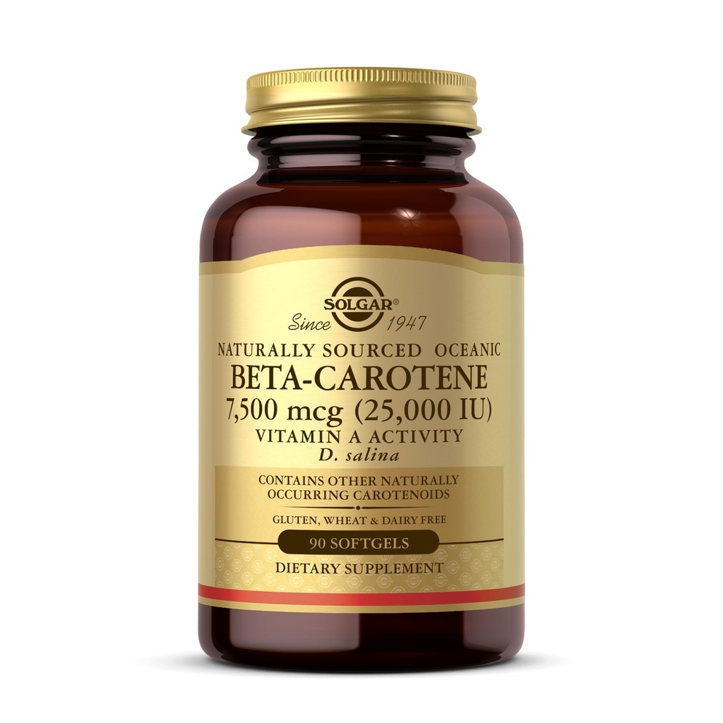 Solgar Oceanic Beta-Caroten 25.000 UI - 90 Softgels - Antioxidant potent - 100% Pro-Vitamin natural A - Gluten gratuit, lactate gratuit - 90 Serviri