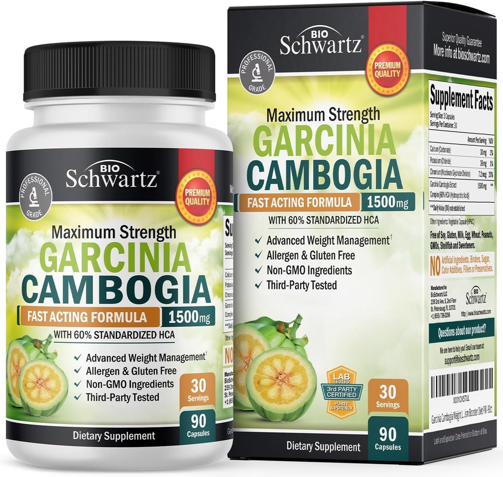 Garcinia Cambogia pierdere în greutate pastile - 1500 mg HCA Extract pur - Acționare rapidă Apetit Suppressant - Fat Burner pentru femei și bărbați pentru a ajuta pierde greutate - carbohidrat Blocker Dieta metabolica pastile - 90 capsule
