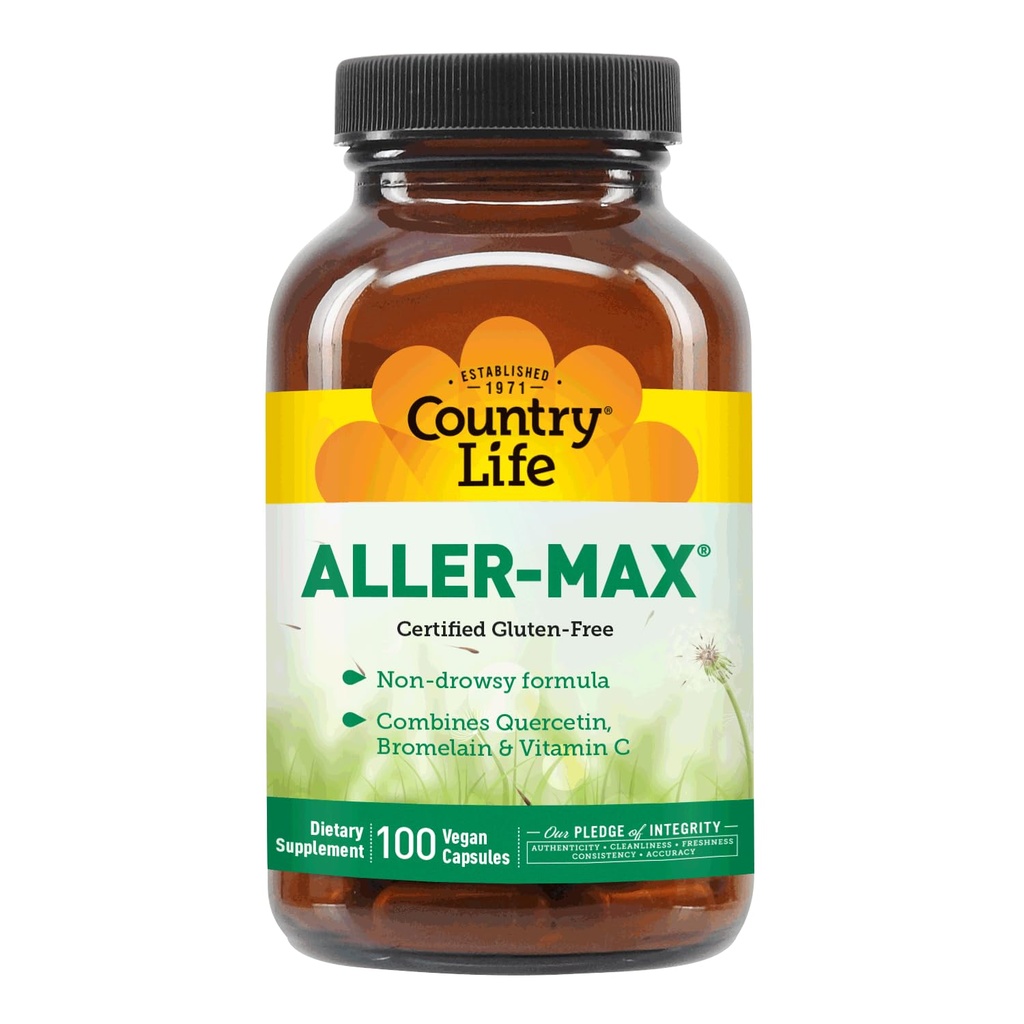 Viața de țară Aller-Max - Querbetin Suplimente cu Bromelain - Suport imunitar cu vitamina C, Zinc, și Blend botanic - Certified Gluten-Free, Vegan (100 Conte (Pachet de 1))