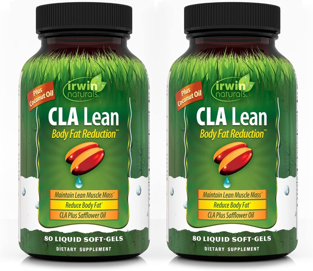 Irwin Naturals CLA Lean Body Reducerea grăsimii - ajută la reducerea grăsimii corpului și creșterea tonusului muscular - 80 lichid Soft-Gels (Pachet de 2)