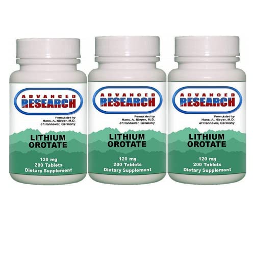 Dr. Hans Nieper Litiu Orotate Tablets, 120 mg, 3Pack (200 Conte Fiecare)