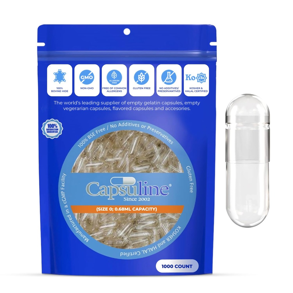 Capsulin Dimensiune 0 Capsule goale, clar - 1000 Count 
