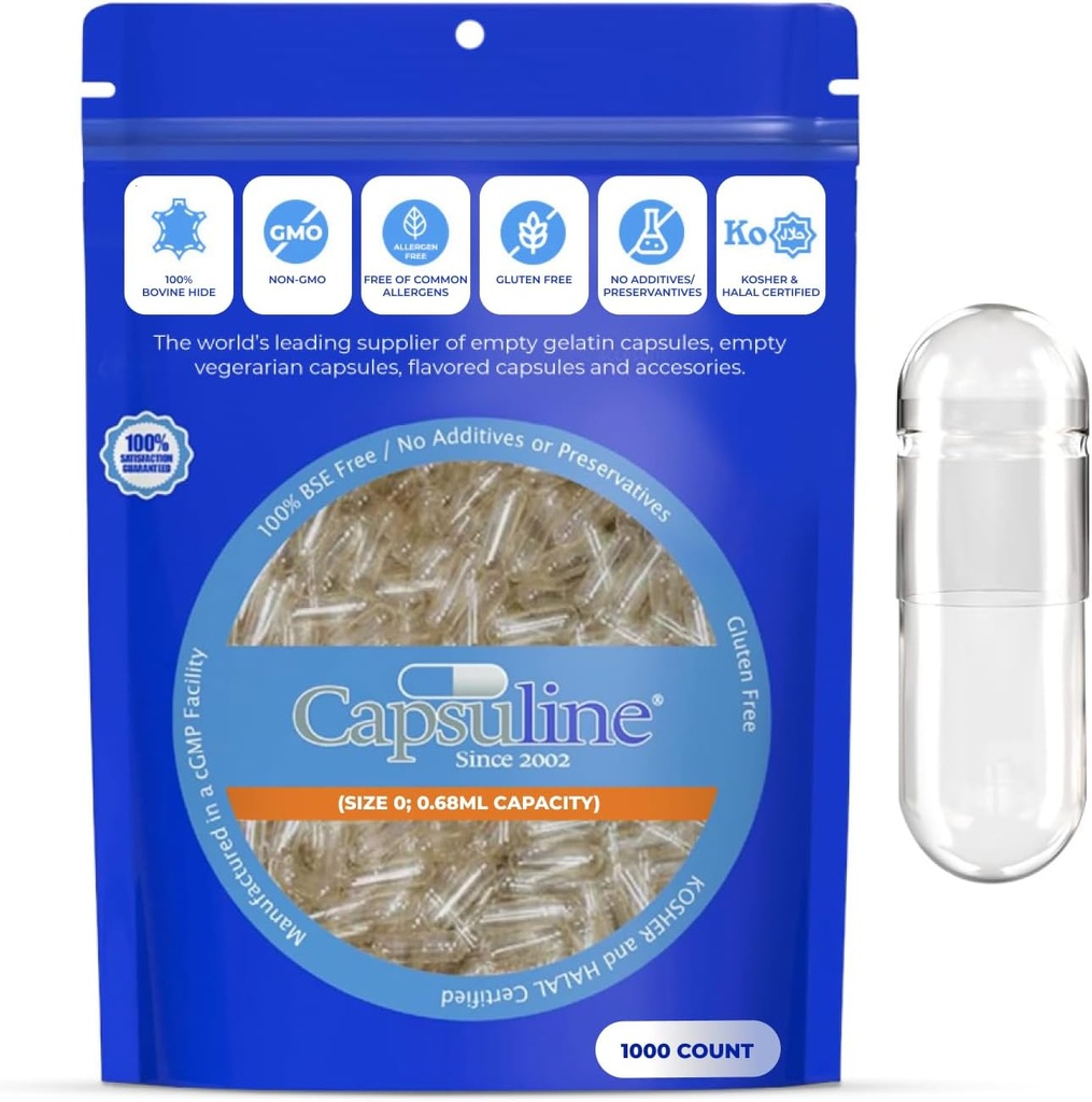 Capsulin Dimensiune 0 Capsule goale, clar - 1000 Count 