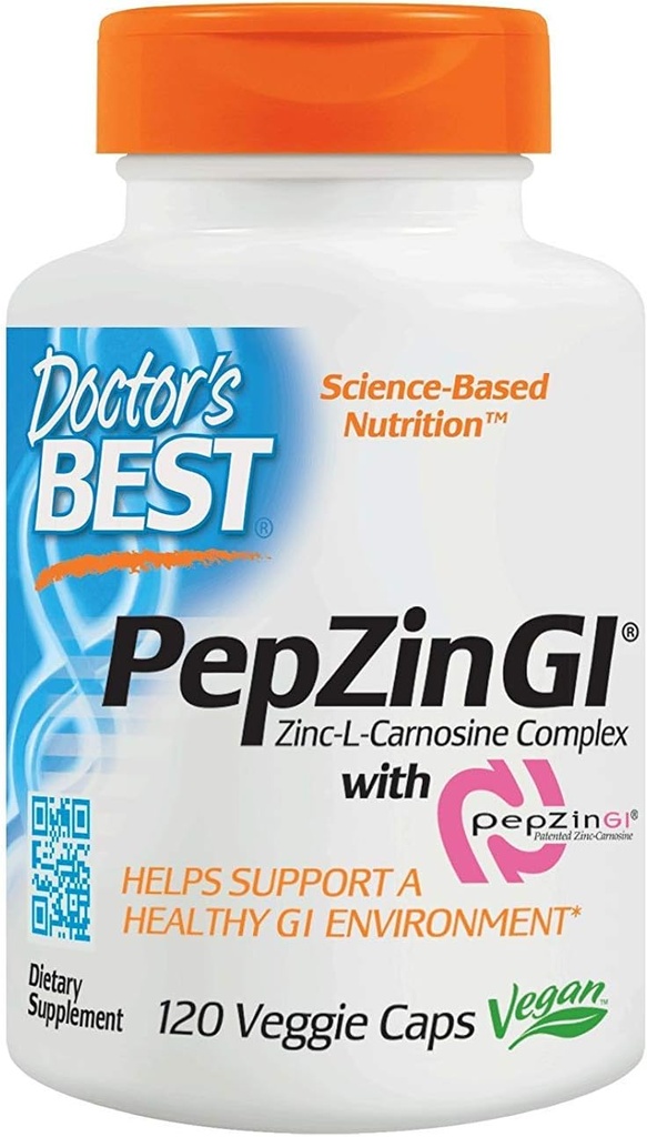 Cel mai bun Complex Carnosine de zinc al doctorului cu Pepzin Gi Veggie Caps, 120 Conte